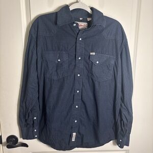Rafter C Pro Flex 45 Performance Shirt Pearl Snap Men's Large Navy Geometric